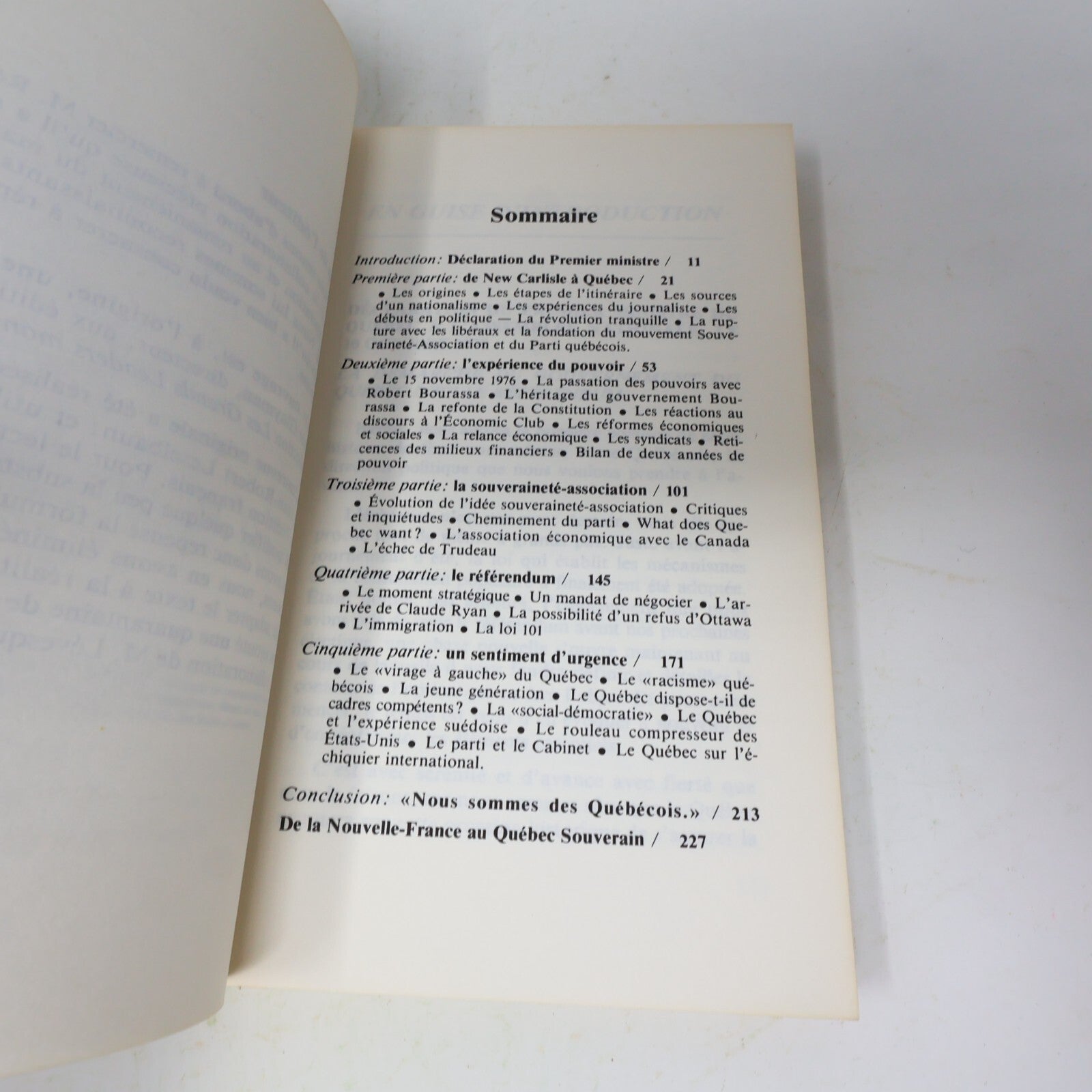 1978 La Passion du Québec René Lévesque Québec Amérique Politique Français Livre