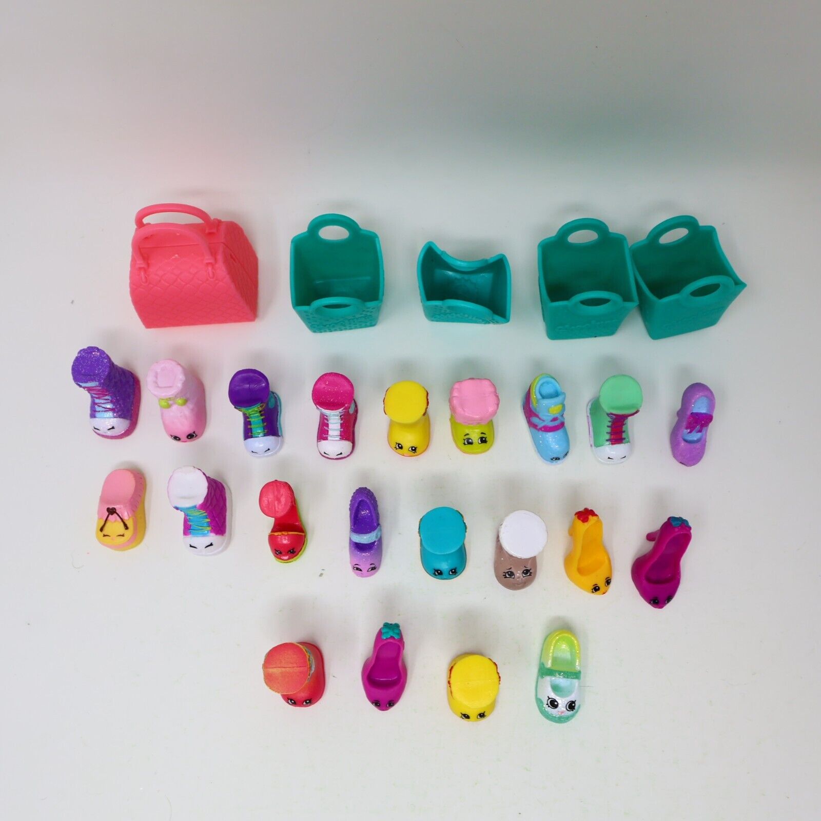 Lot of 21 Shopkins Figures Toys Mixed Boots Shoes High Heels Baskets Moose