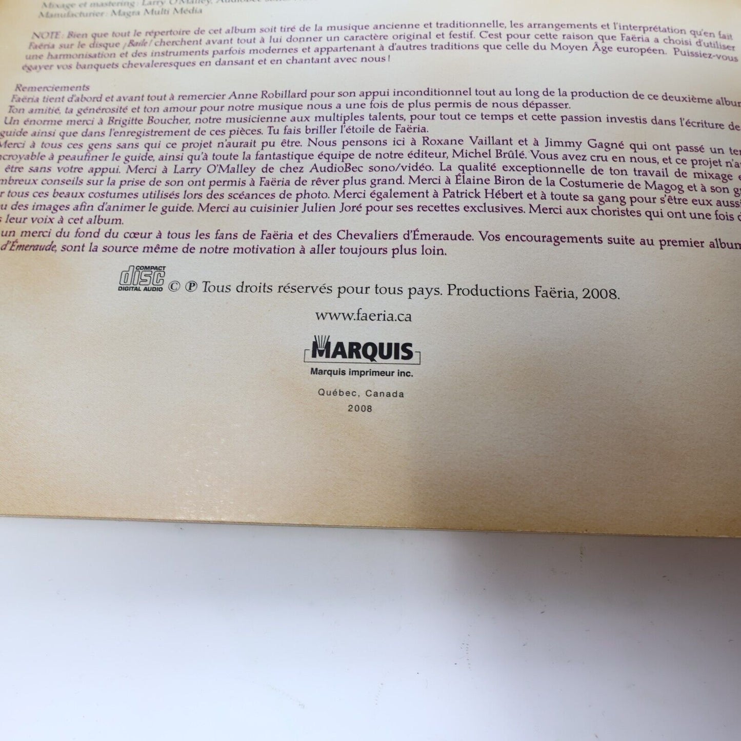 2008 Chevaliers d'Émeraude Les Fêtes de Parandar Cuisine Recettes Français Livre