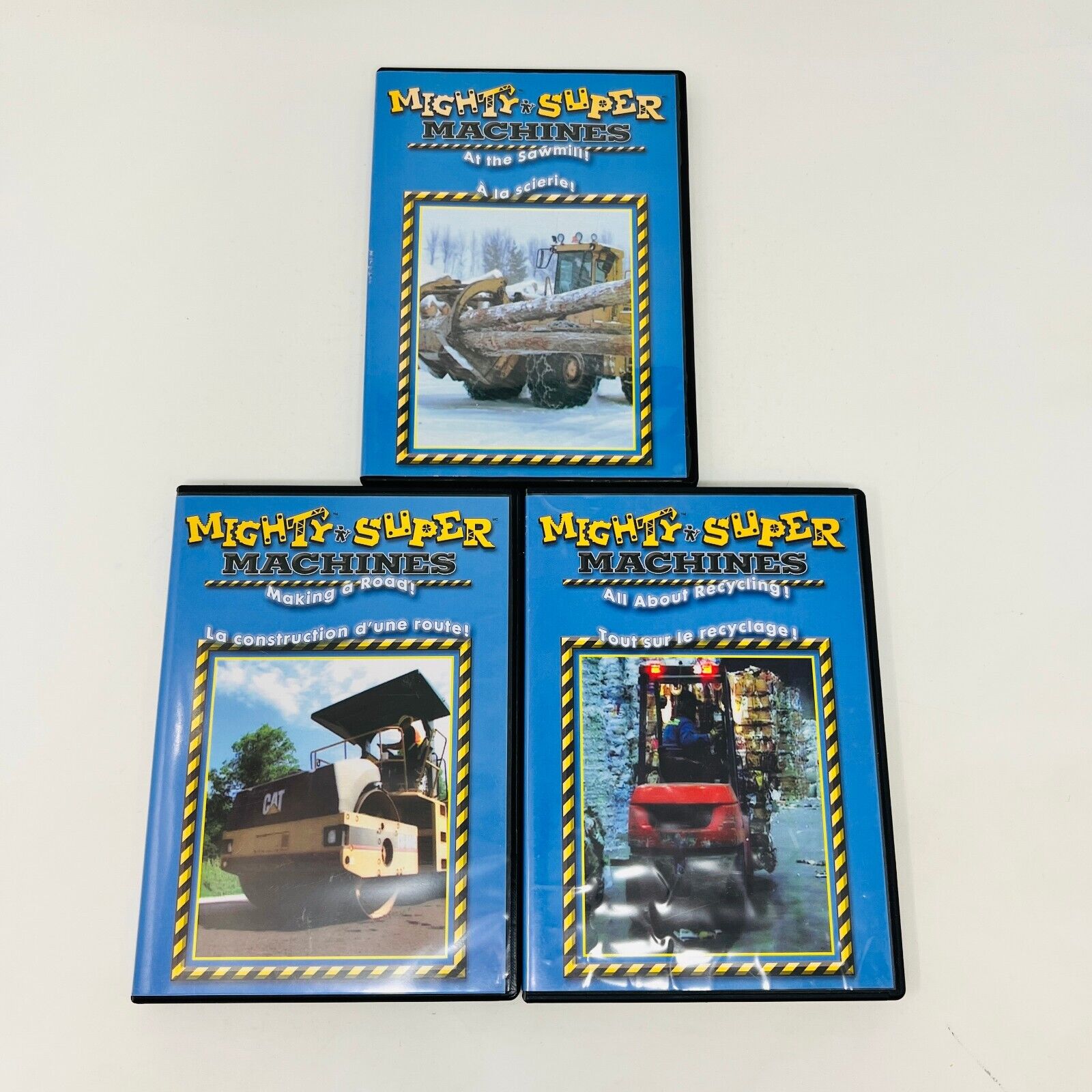 3 Mighty Super Machines DVD Lot Making a Road/All About Recycling/At the Sawmill