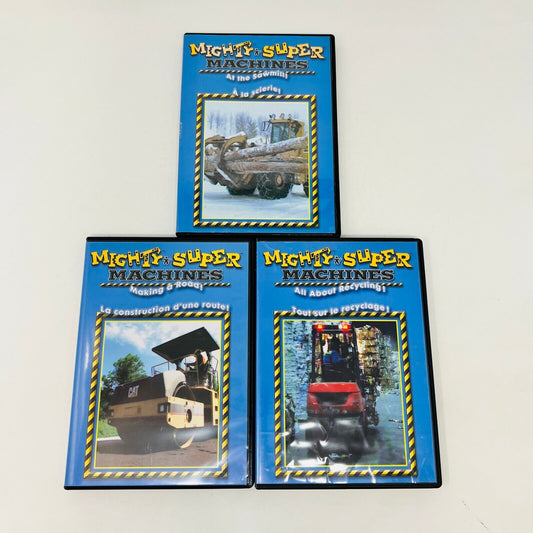 3 Mighty Super Machines DVD Lot Making a Road/All About Recycling/At the Sawmill