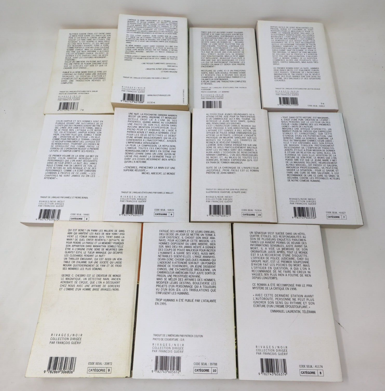 Rivages/Noir Roman Policier Lot 11 Livres Trop Humains Bone Un Pays à l'Aube PB