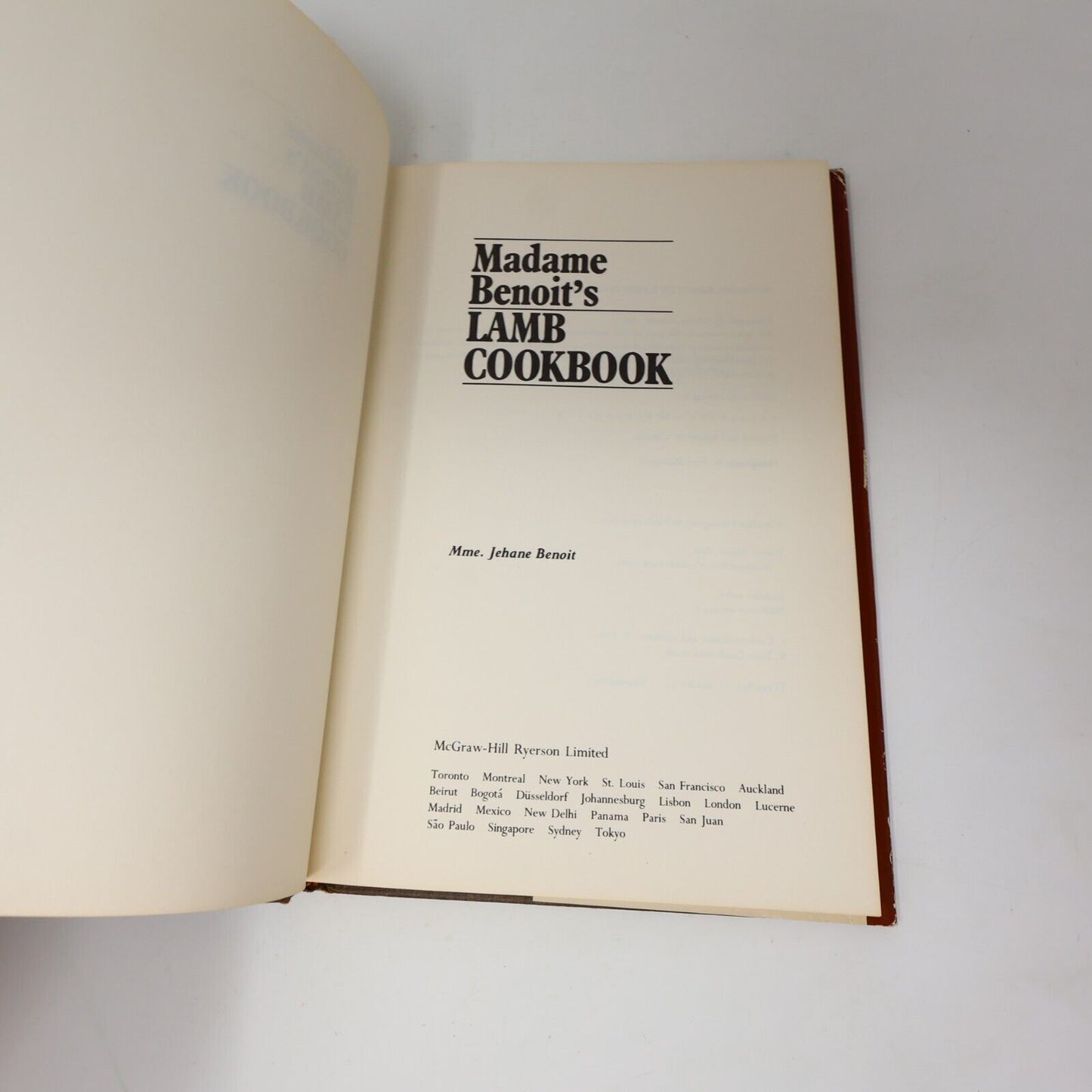 1979 Madame Benoit's Lamb Cookbook by Jehane Benoît Mcgraw-Hill Ryerson HC 70s