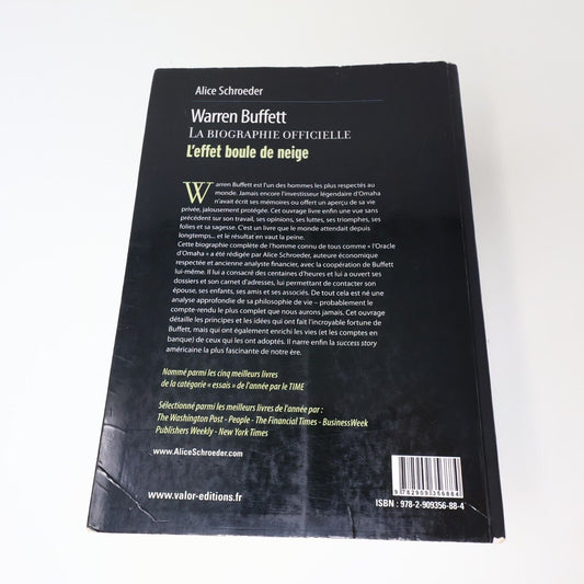 2010 Warren Buffett l'Effet Boule de Neige de Alice Schroeder Paperback PB Valor