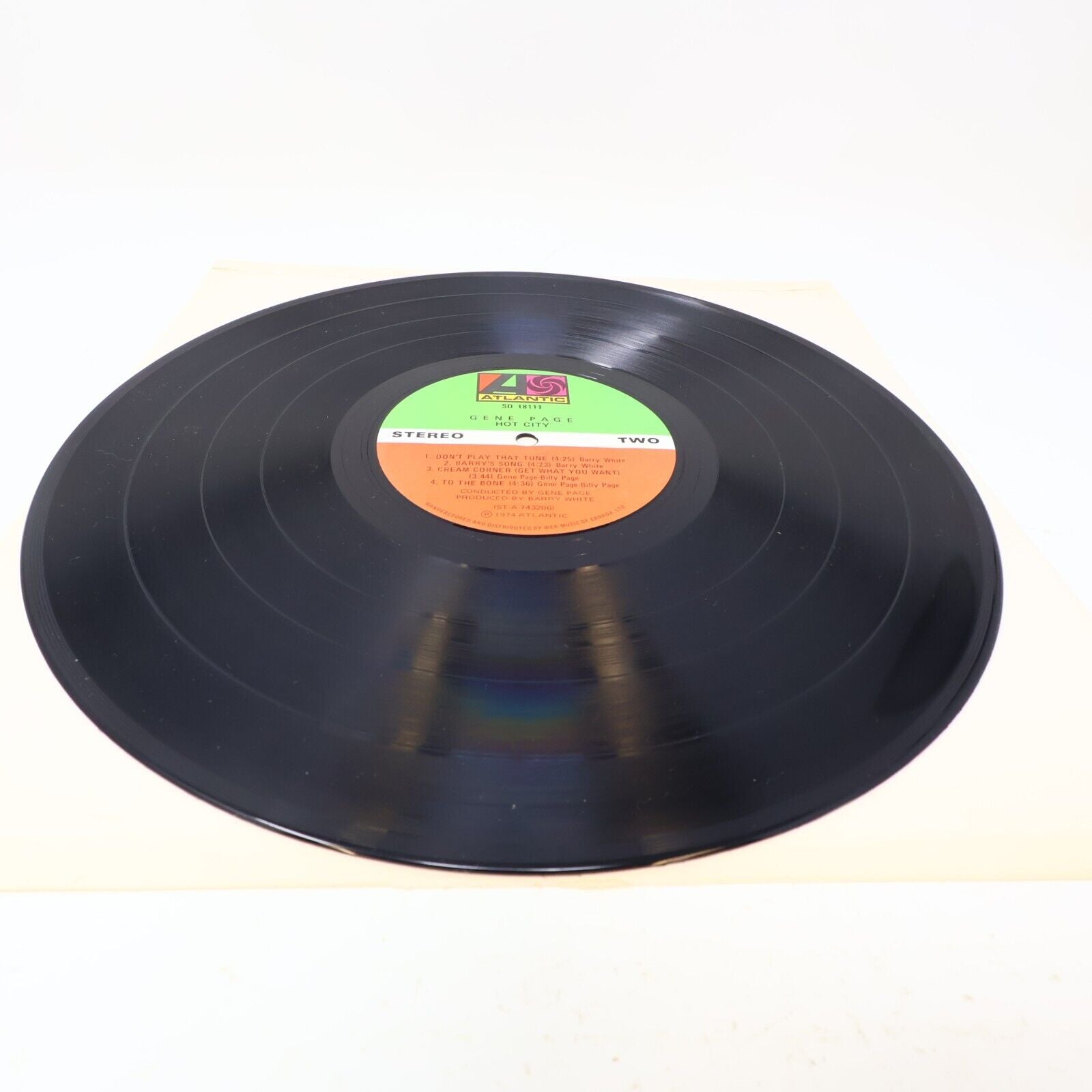 Gene Page Hot City LP Record Vinyl 1974 Atlantic SD 18111 	Canada Satin Soul 70s