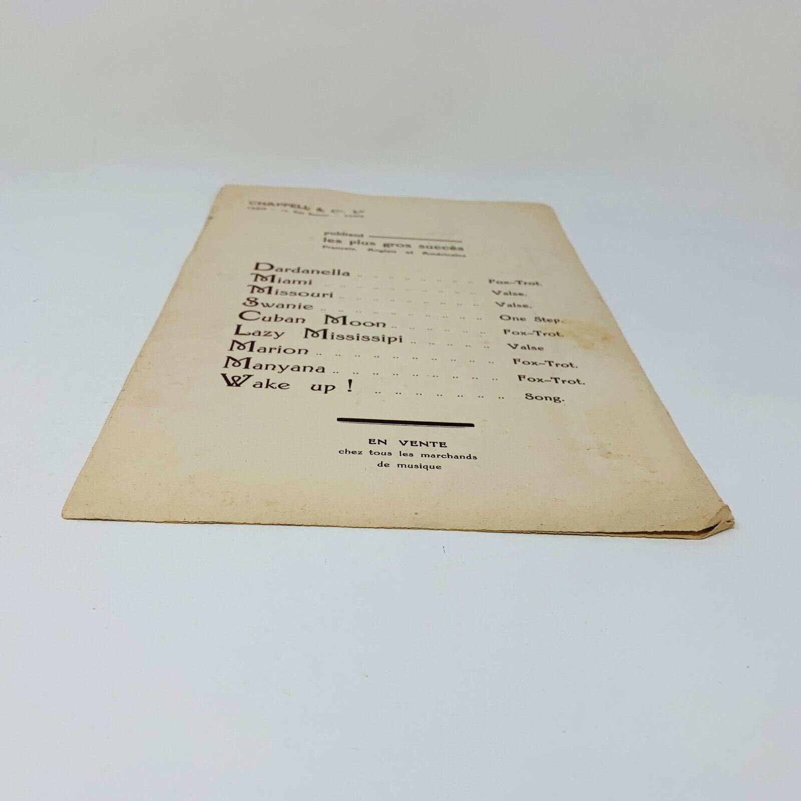 1920 One Step Swanie (Swanee) Partition Français French Harry Pilcer Gershwin