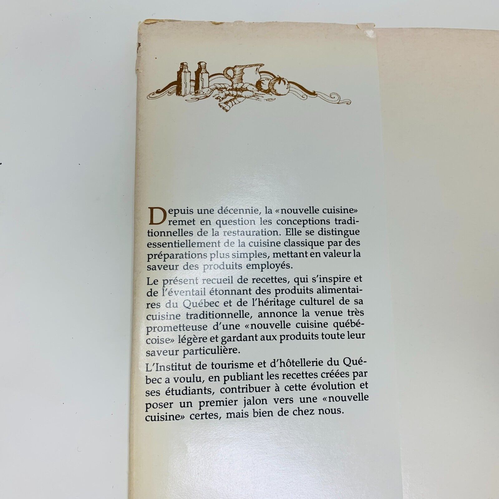 1979 Vers une Nouvelle Cuisine Québécoise Livre Recettes Français Cookbook ITHQ