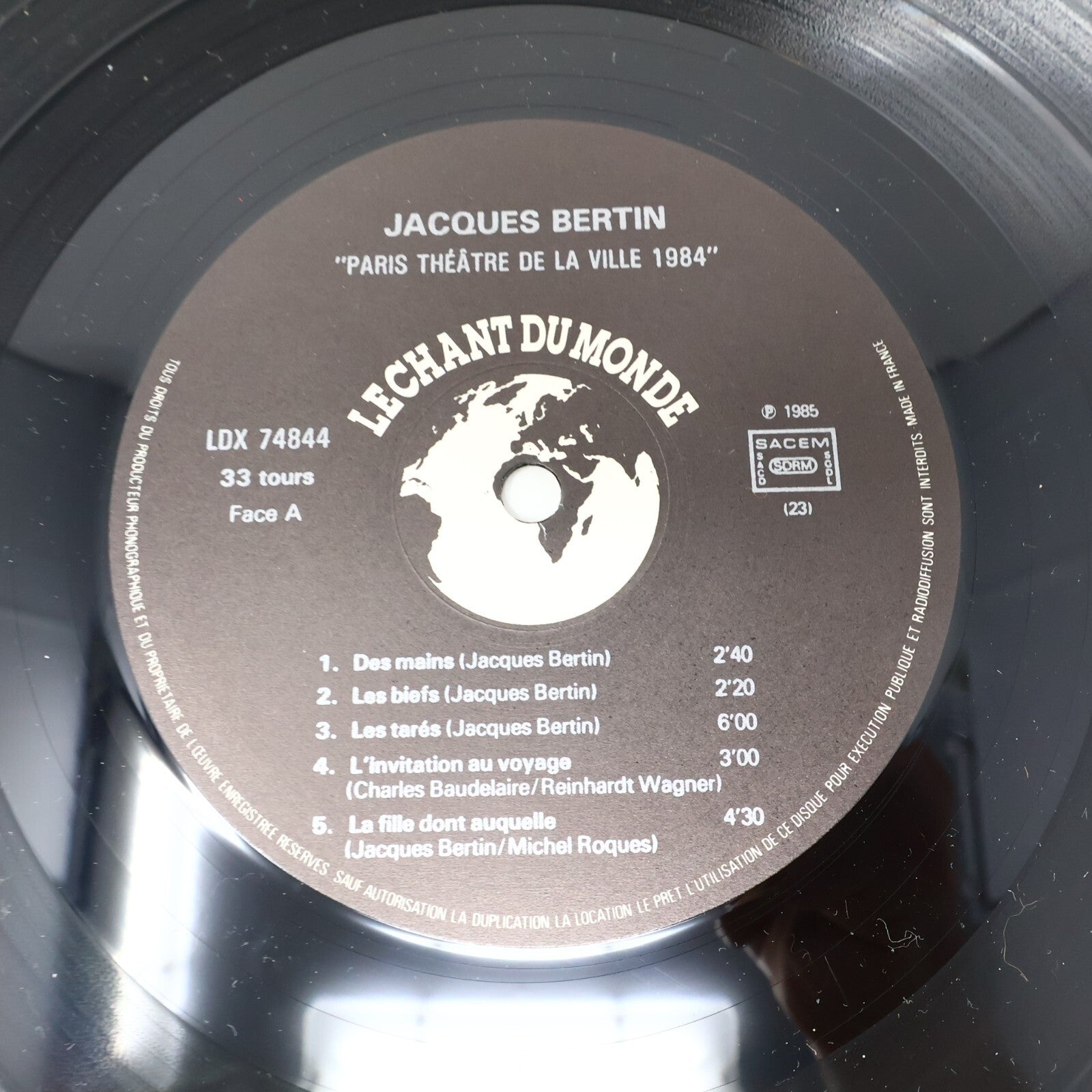 Jacques Bertin ‎Lot 2 Disques Changement de Propriétaire/ Paris Théâtre de la