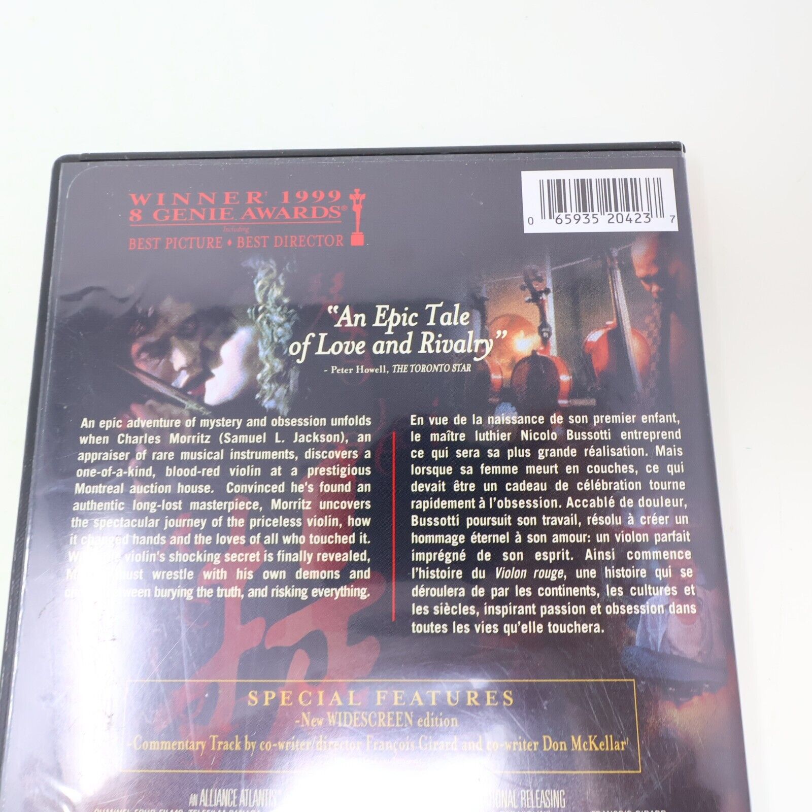 Le Violon Rouge / The Red Violin DVD Louis Girard Samuel L. Jackson NTSC Testé