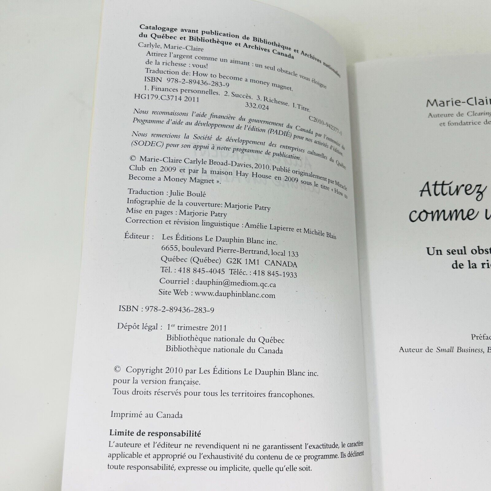2011 Attirez l'Argent Comme un Aimant de Marie-Claire Carlyle Finance Français