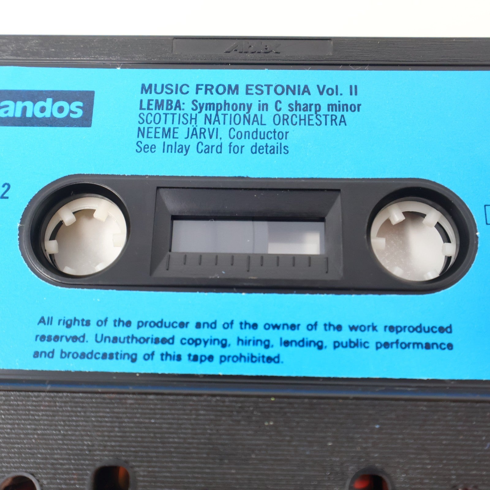 Music From Estonia Volume 2 Cassette Neeme Järvi Lemba/Tobias/Eller/Veljo Tormis