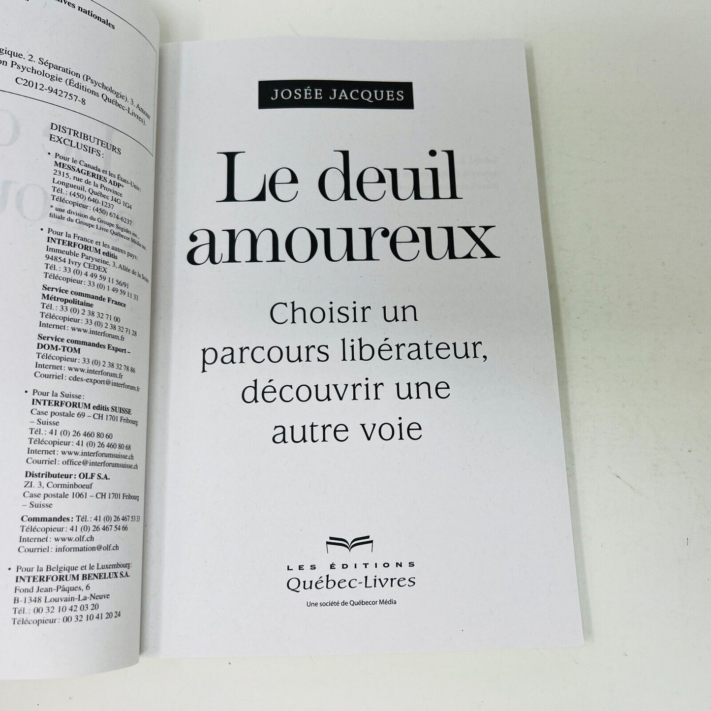 Le Deuil Amoureux de Josée Jacques Parcours Libérateur Québec-Livres en Français