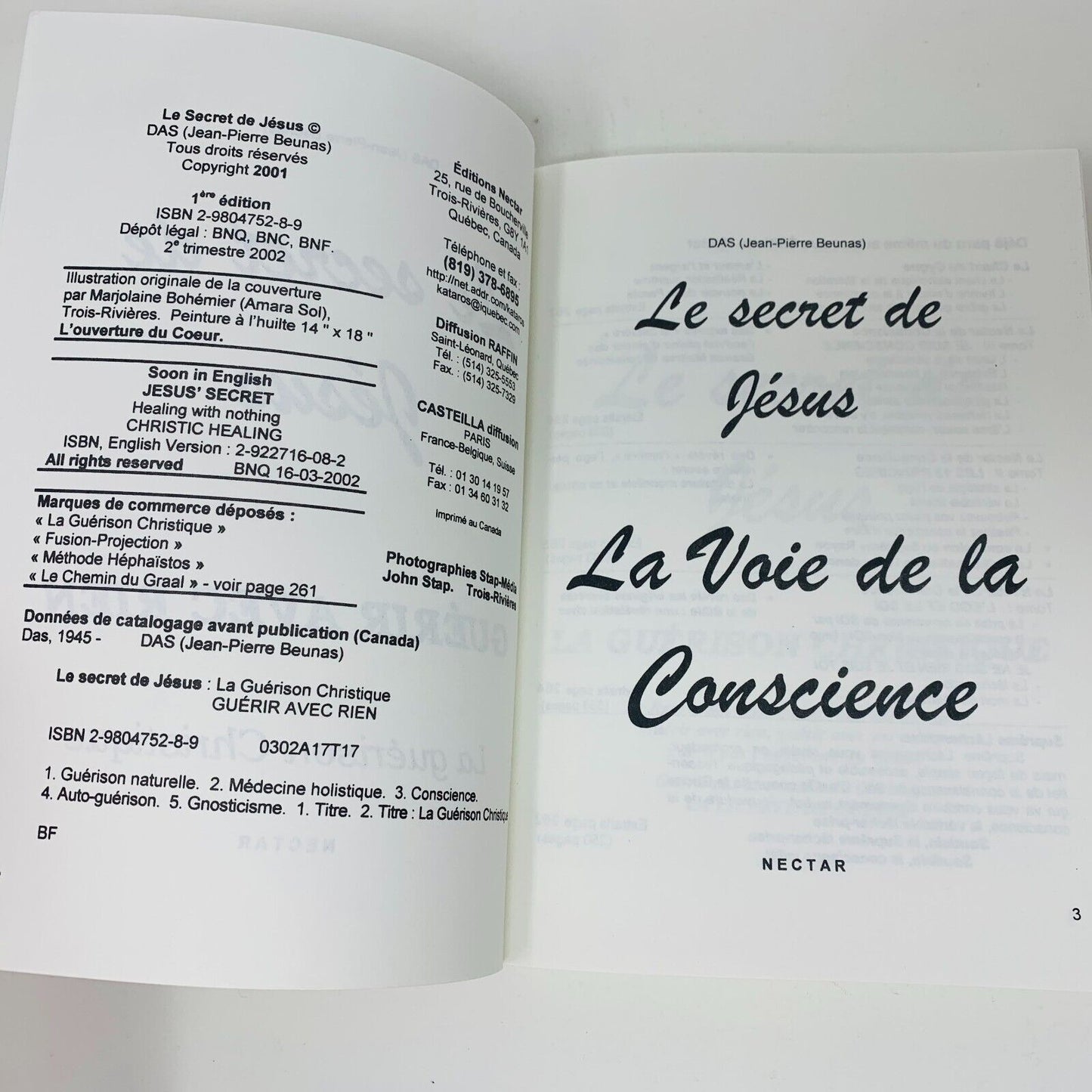 2002 Le Secret de Jésus Guérir avec Rien Guérison Christique Livre Nectar Beunas