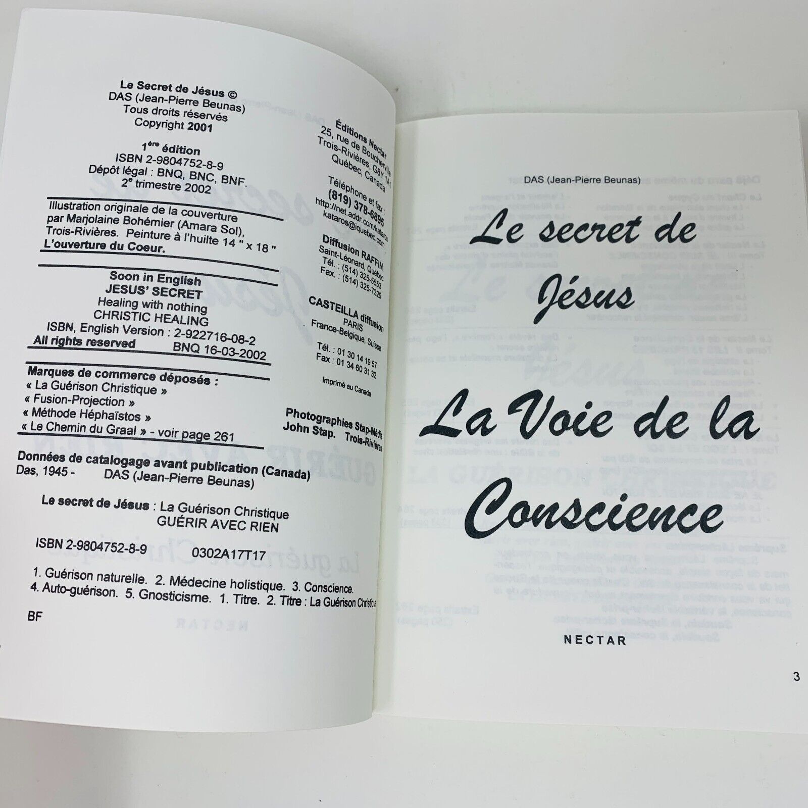 2002 Le Secret de Jésus Guérir avec Rien Guérison Christique Livre Nectar Beunas