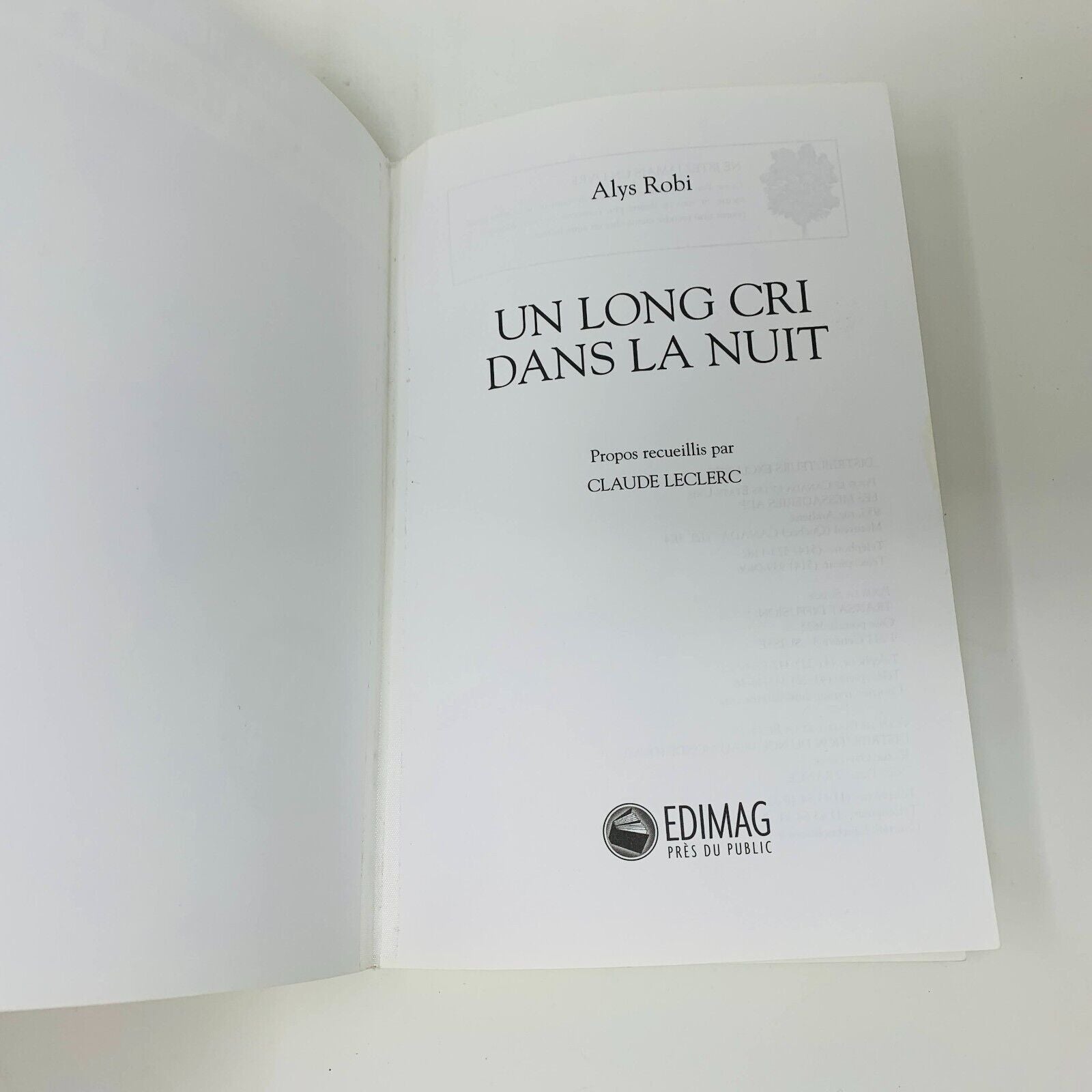 2004 Alys Robi Un Long Cri dans la Nuit Livre Edimag Biographie Chanteuse French