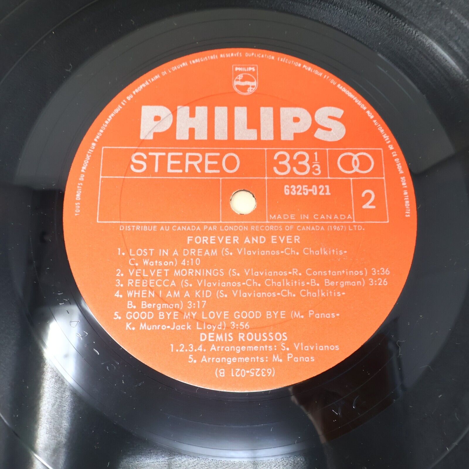 Démis Roussos Forever And Ever LP Record 6325 021 Canada My Friend The Wind 70s