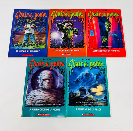 5x Chair de Poule Scholastic Goosebumps in French/Français R.L. Stine Lot Livres