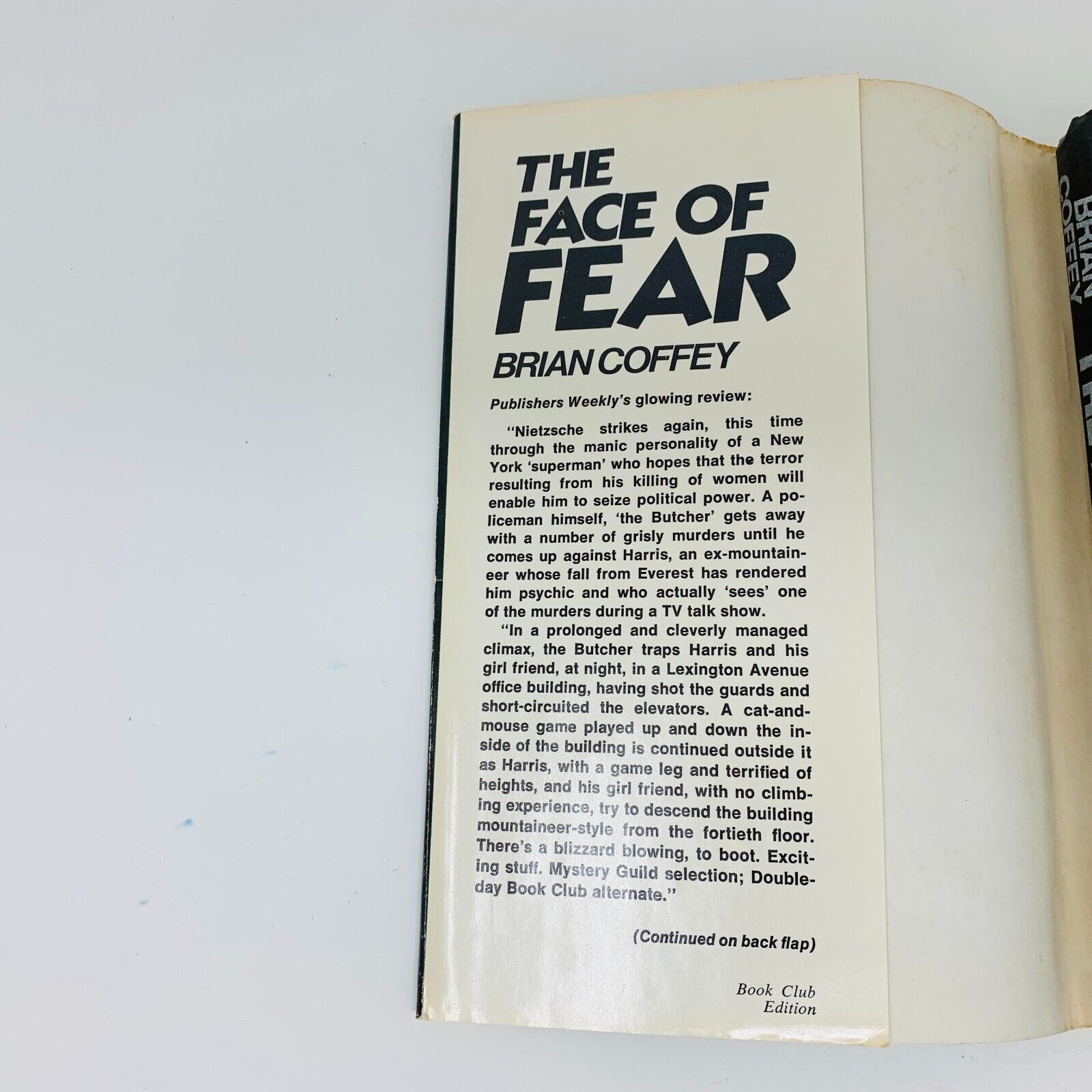 1977 The Face of Fear Hardcover DJ Book Club Edition Brian Coffey (Dean Koontz)