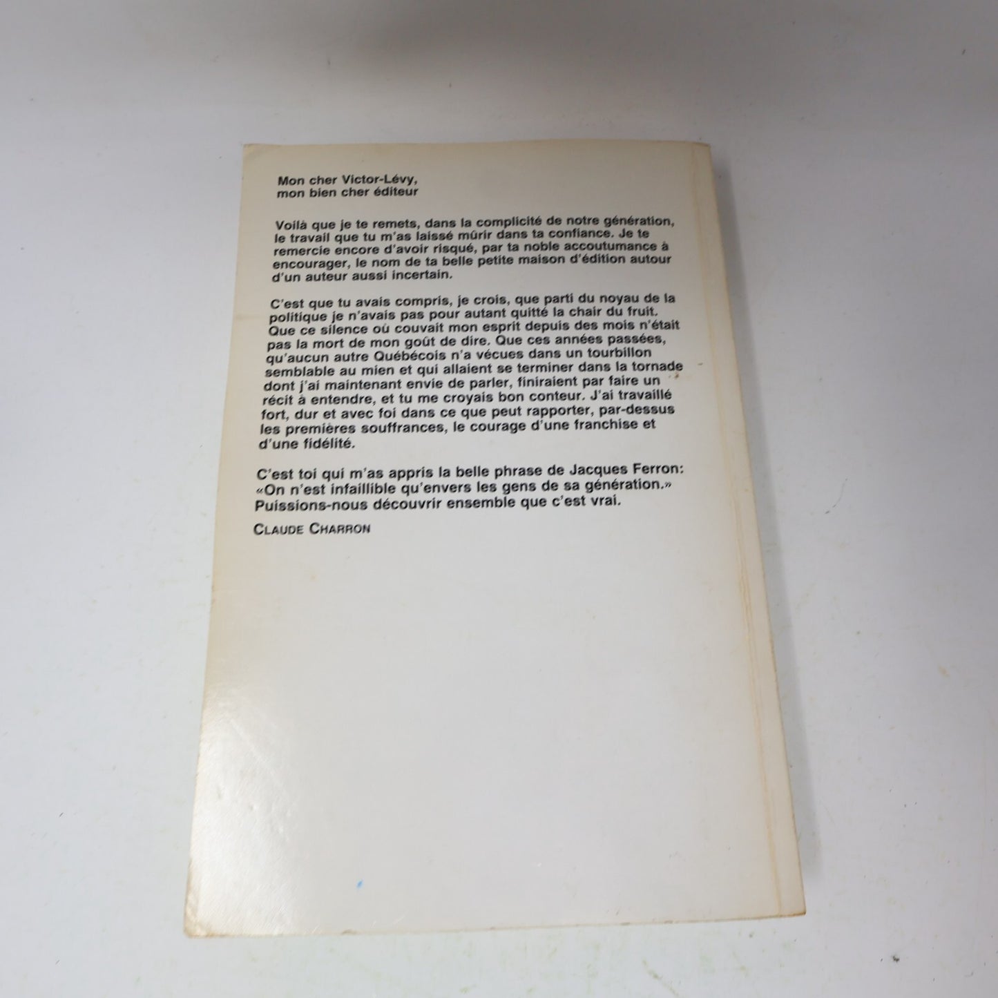 1983 Désobéir Claude Charron Vlb Biographie Politique Québec Français Livre 80s