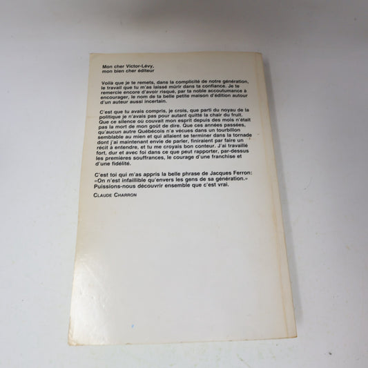 1983 Désobéir Claude Charron Vlb Biographie Politique Québec Français Livre 80s