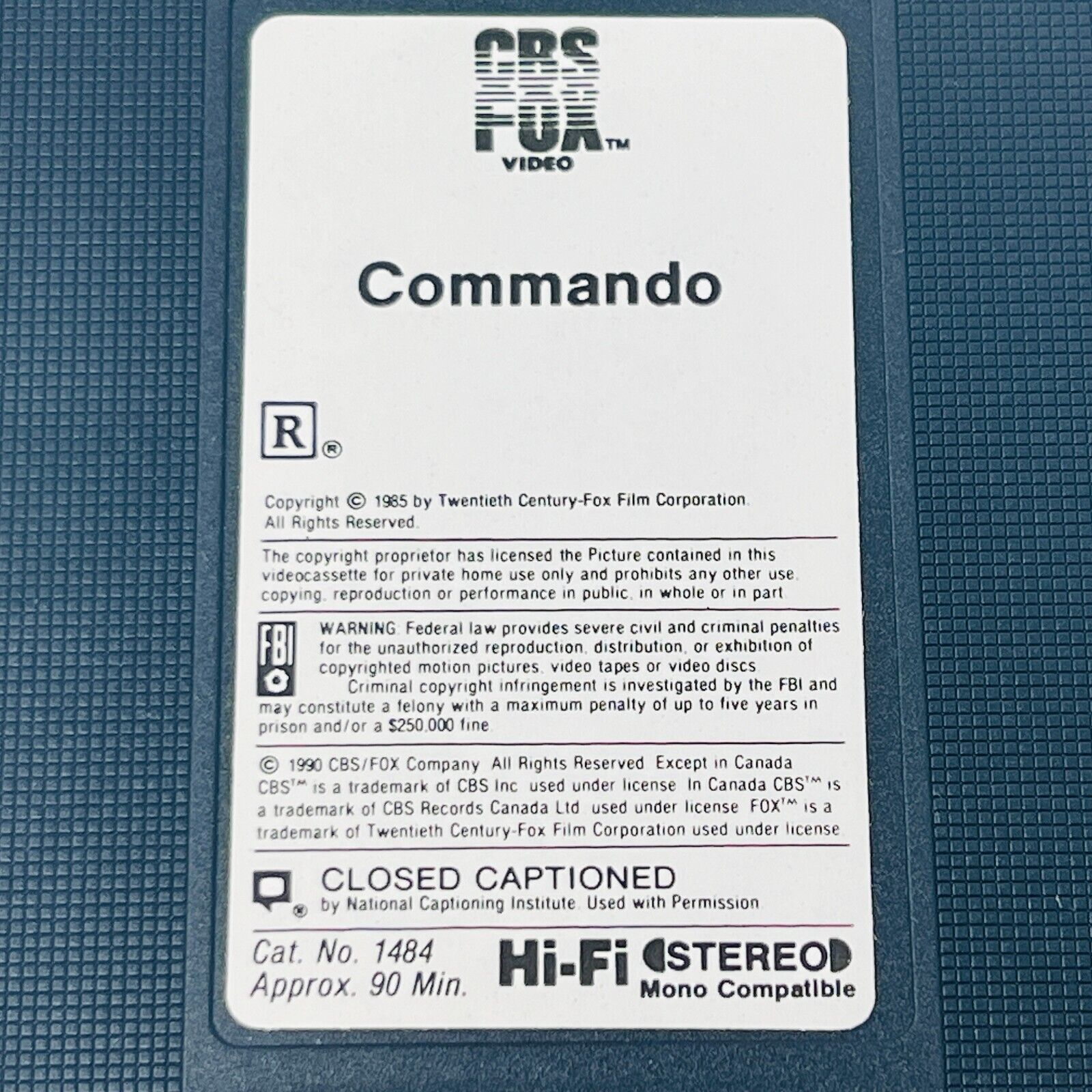 1990 Commando VHS NTSC Testé en Français/French Arnold Schwarzenegger Action