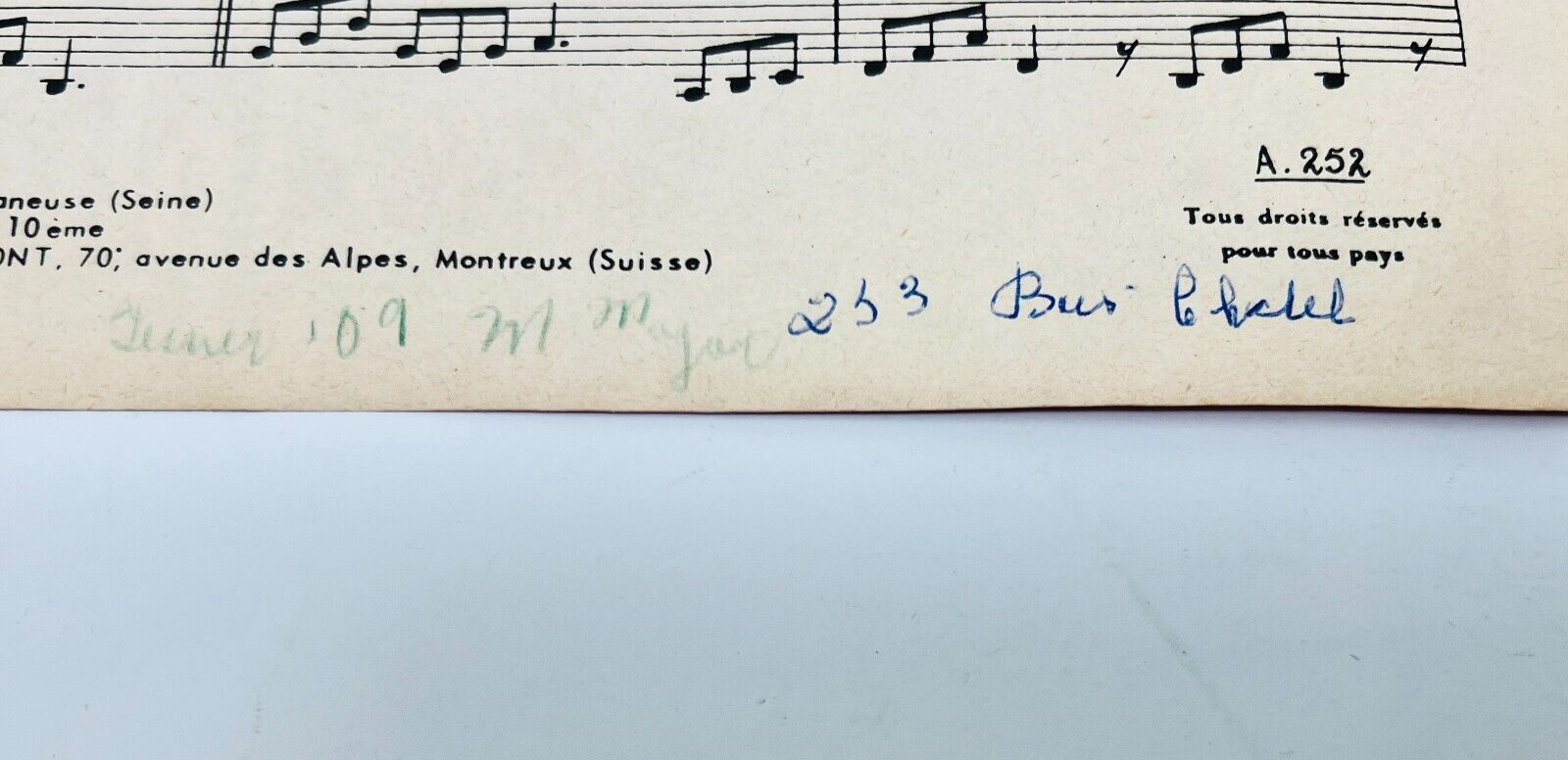 1962 Tous les Garçons et les Filles Françoise Hardy/Samyn Partition Sheet Music