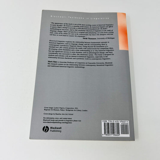 2007 Historical Linguistics Theory and Method by Mark Hale Paperback Book