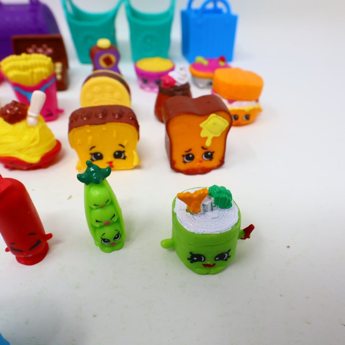 Lot of 33 Shopkins Figures Toys Mixed Food Bread Chocolate Cake Cookies Moose