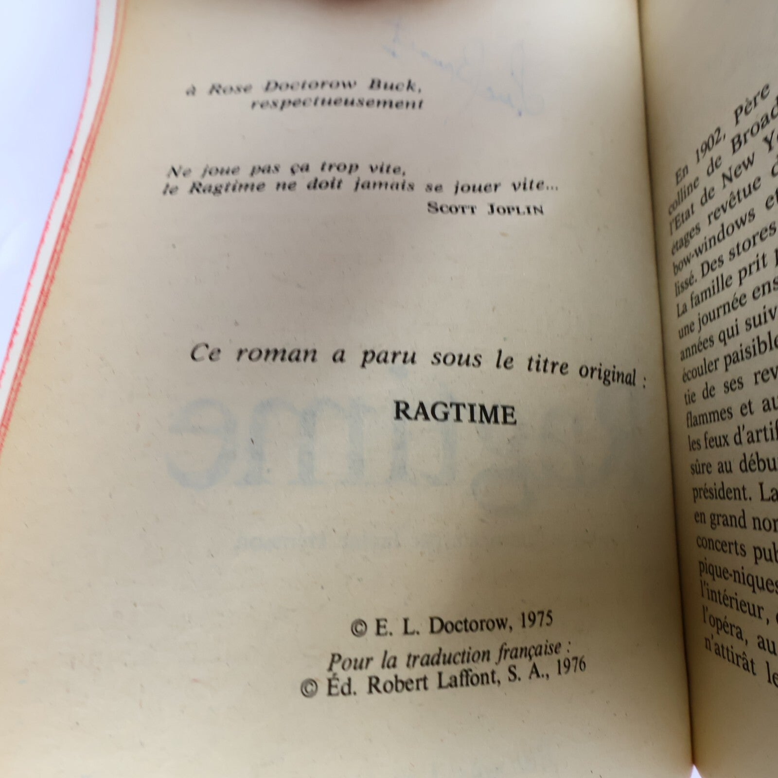 Ragtime Edgar Lawrence Doctorow J'ai Lu 1982 Fiction Historique Film Français PB