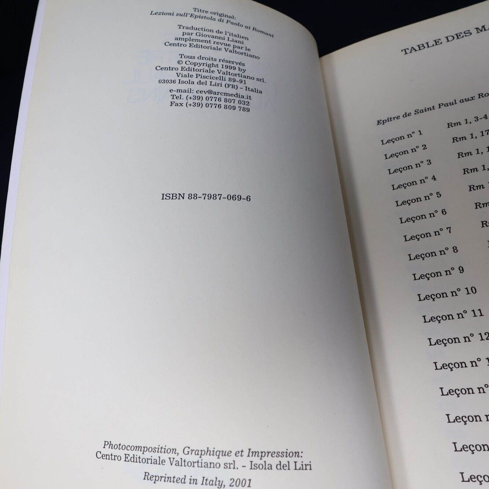1999 Leçon sur L´Épître de Saint Paul aux Romains de Maria Valtorta Français PB