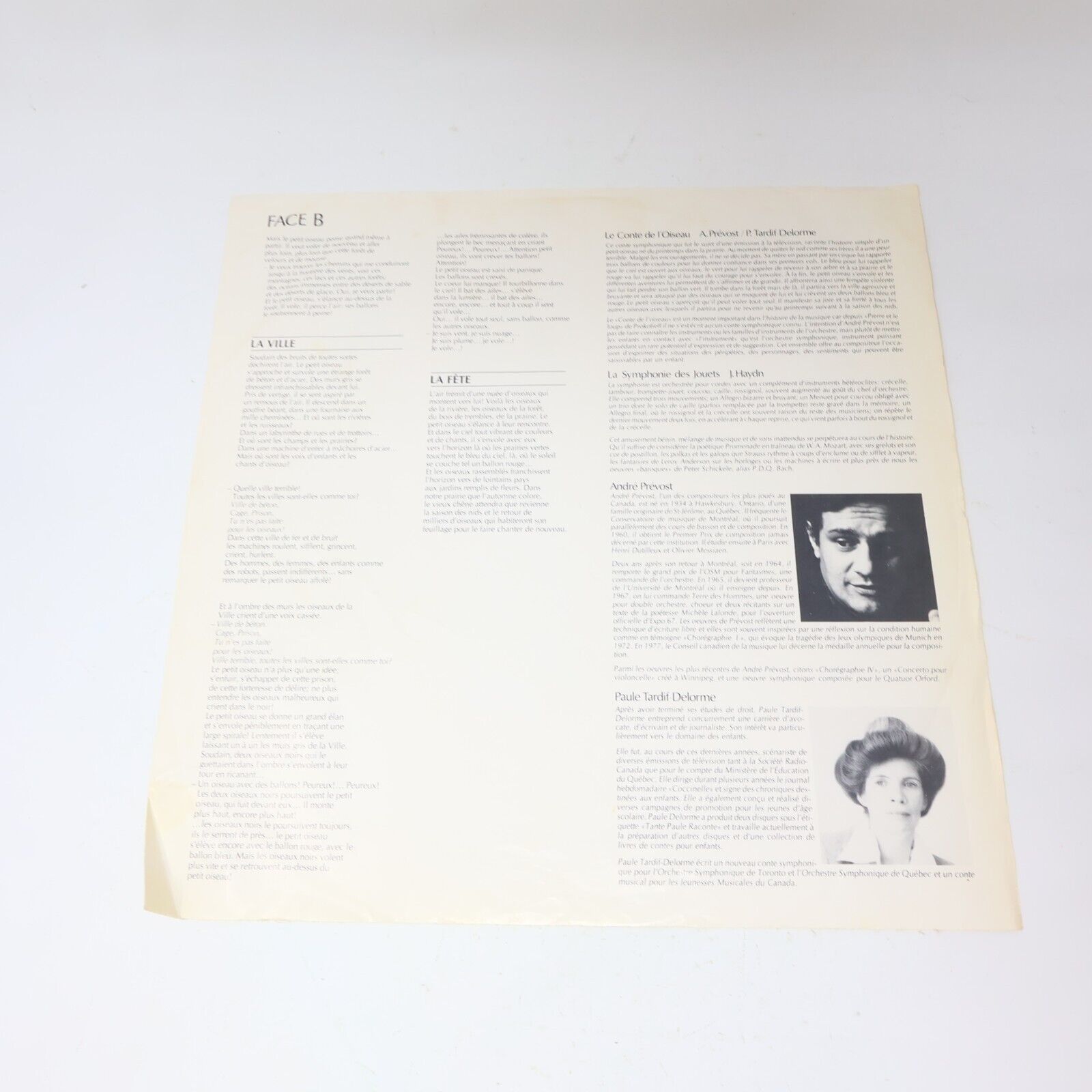 Le Conte De L'Oiseau André Prévost OSQ LP Disque Jean Besré Dorothy Berryman