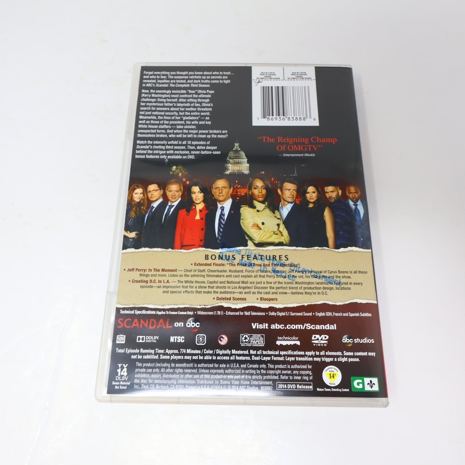 Scandal DVD Seasons #1-2-3 2012-2014 Kerry Washington Tested Region 1 NTSC ABC