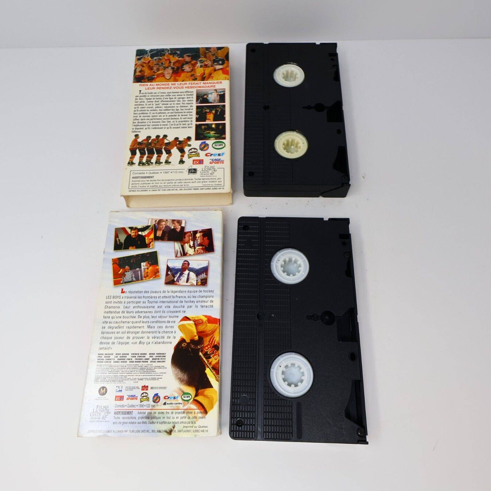 Les Boys 1 & 2 Lot de 2 VHS NTSC Testés Français/French Québécois Hockey Comédie