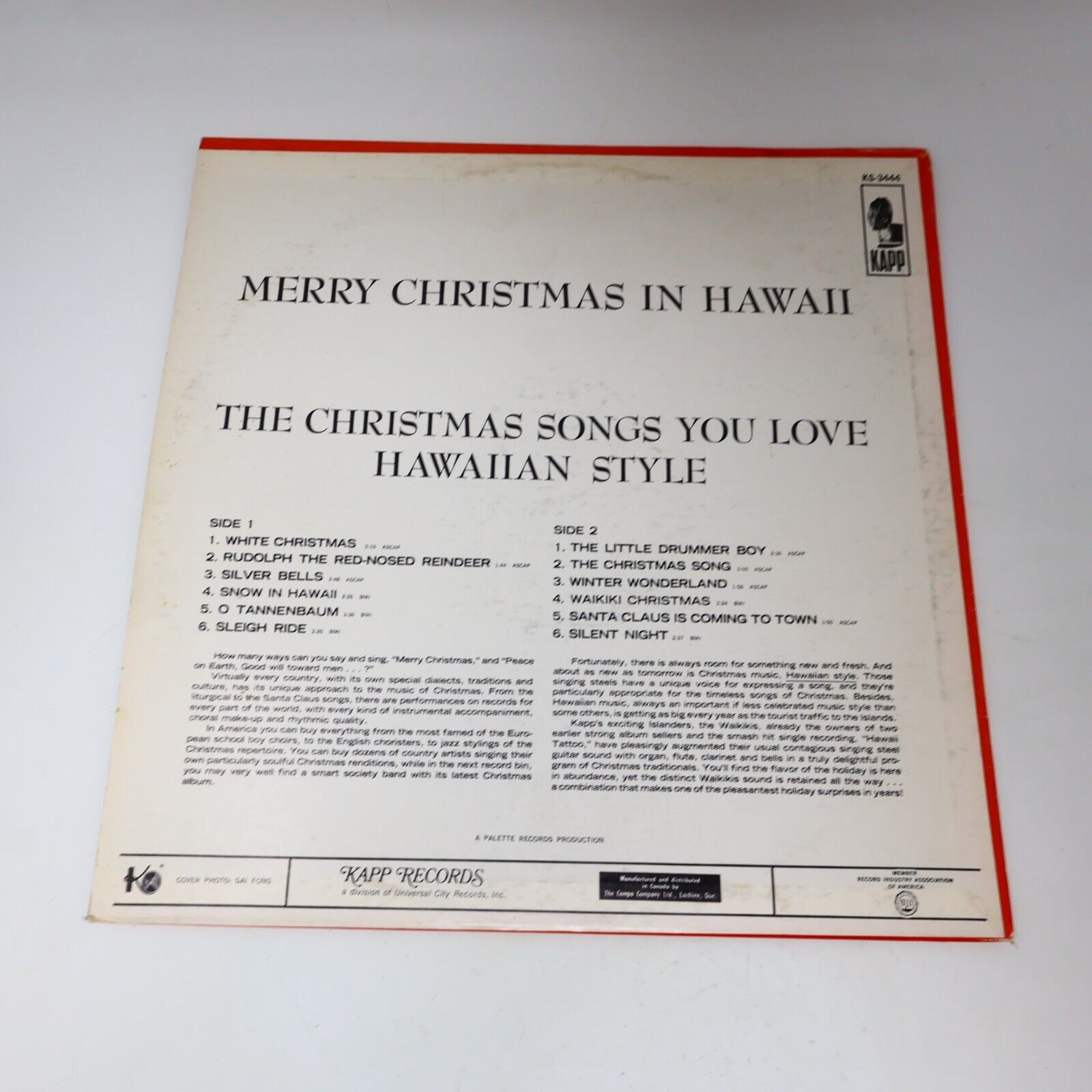 Merry Christmas in Hawaii the Waikikis by Kapp Records 33rpm LP Record KS-3444