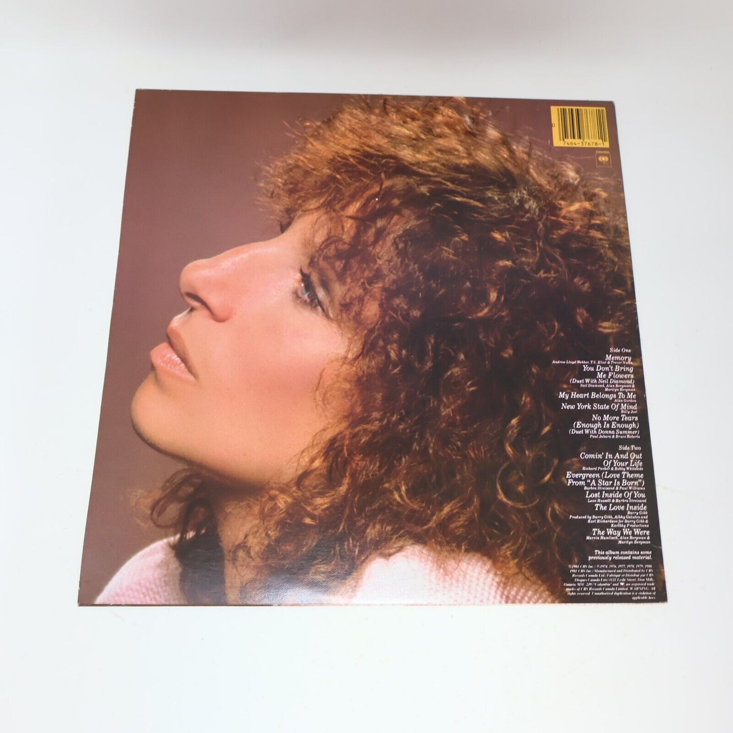 Barbra Streisand Memories LP Record Vinyl 1981 Columbia TC 37678 Canada Memory