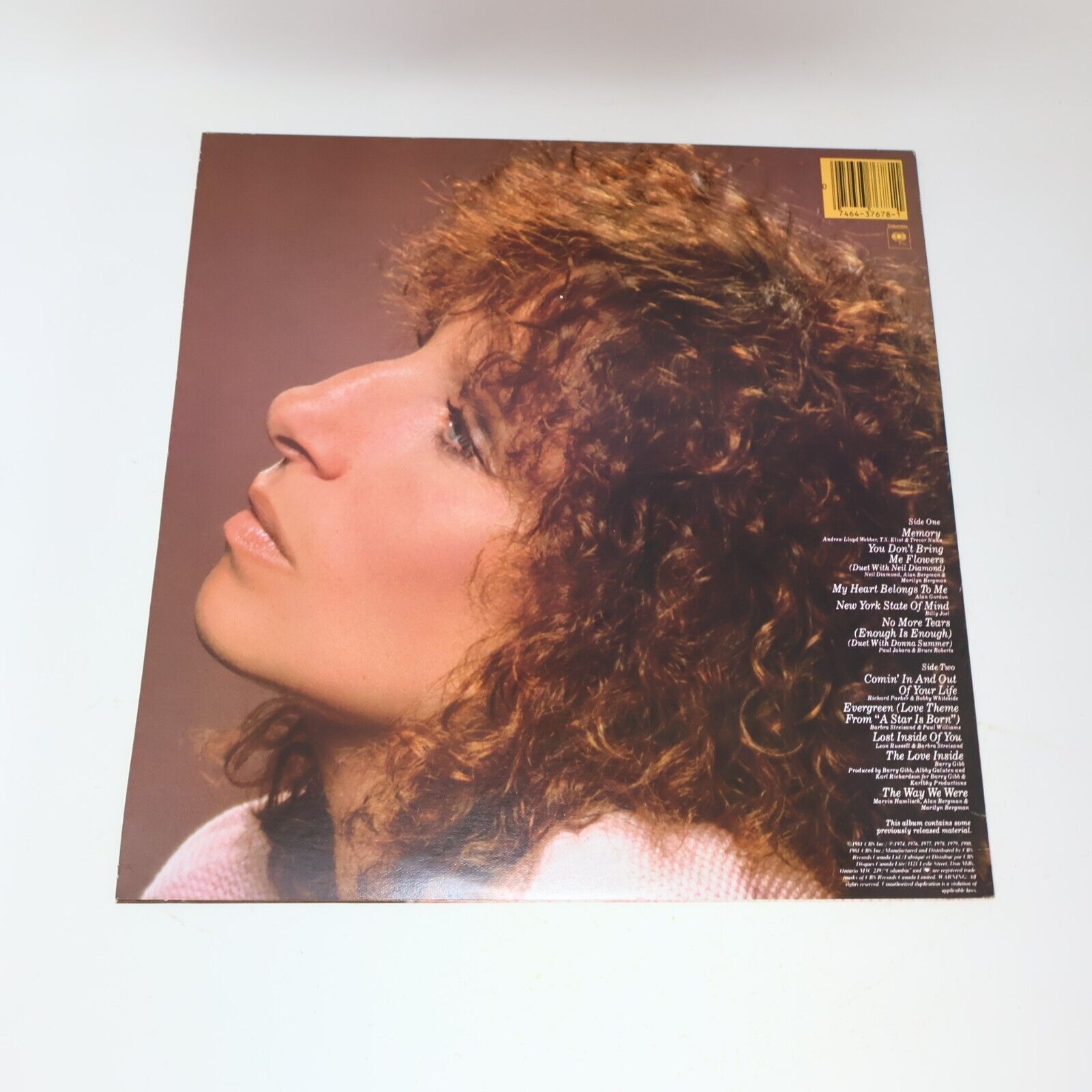 Barbra Streisand Memories LP Record Vinyl 1981 Columbia TC 37678 Canada Memory