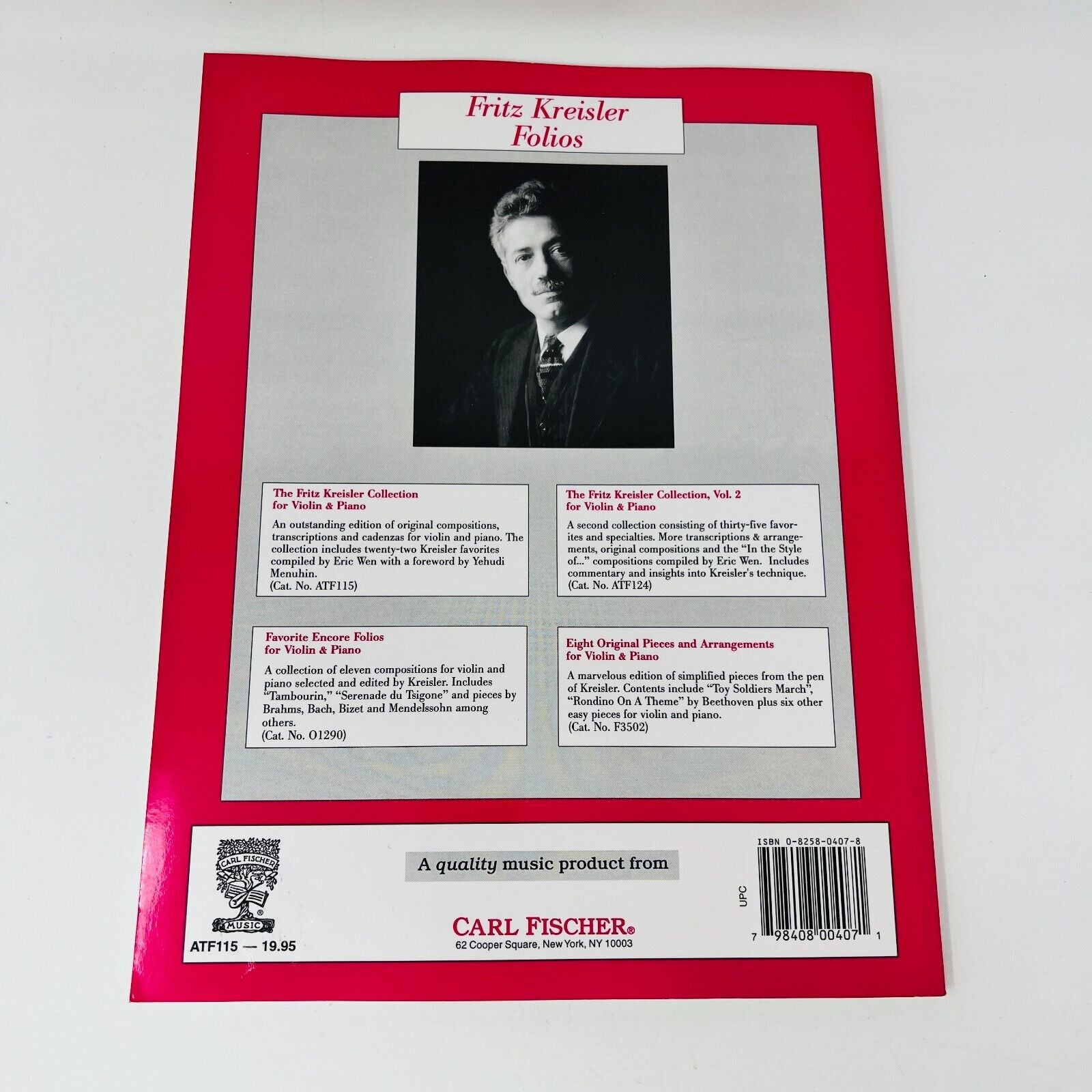 1990 The Fritz Kreisler Collection Songbook Piano/Violin PB Carl Fisher Music