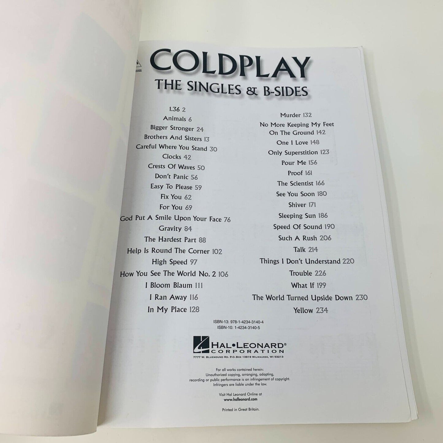 c2010 Coldplay The Singles & B-Sides Hal Leonard Songbook Guitar Paperback Music
