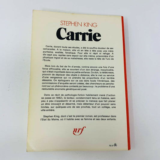 1976 Carrie Gallimard nrf Stephen King 1st Edition France Français French Livre