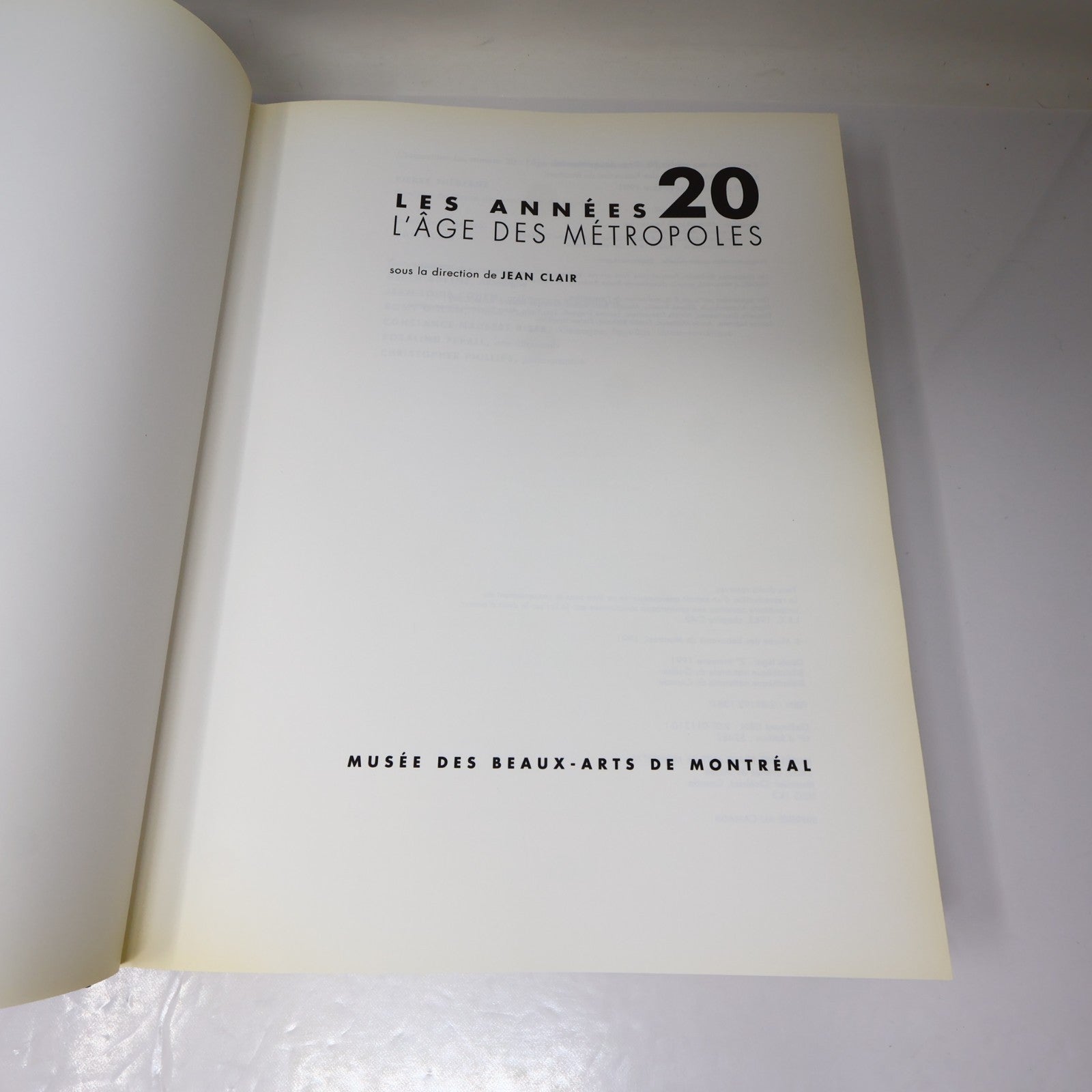Les Années 20 L'âge des Métropoles MBAM Catalogue Exposition 1991 HC Français
