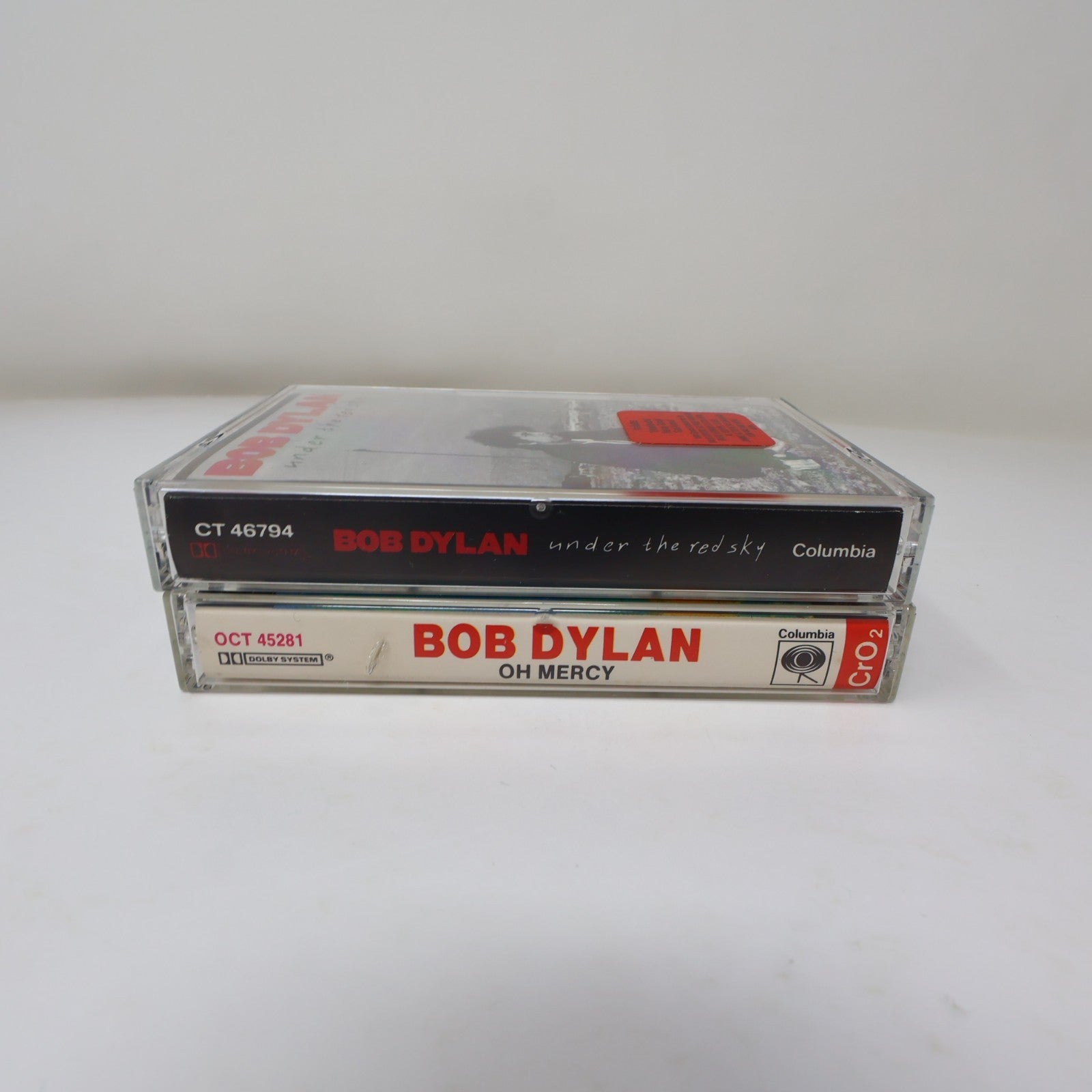 Bob Dylan 2 Cassettes Lot Under The Red Sky/Oh Mercy Columbia Born In Time/2 X 2