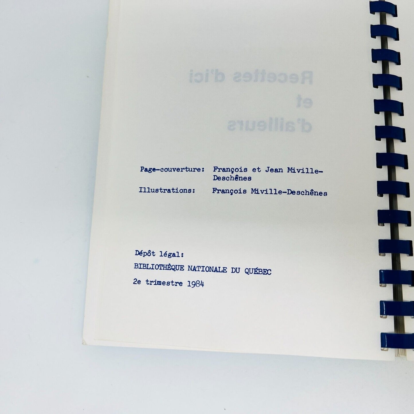 1984 Recettes d'Ici et d'Ailleurs Cuisine C. Garnier-Miville-Deschênes Gaspésie