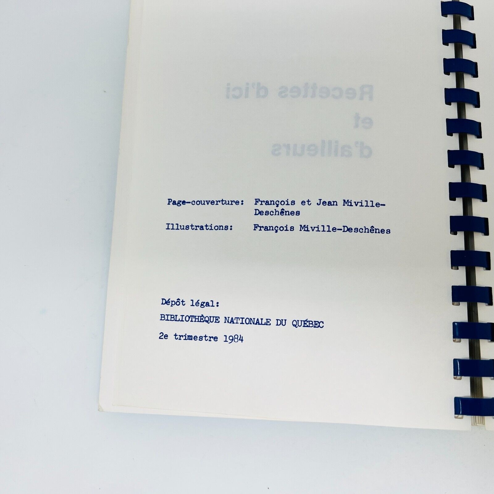 1984 Recettes d'Ici et d'Ailleurs Cuisine C. Garnier-Miville-Deschênes Gaspésie