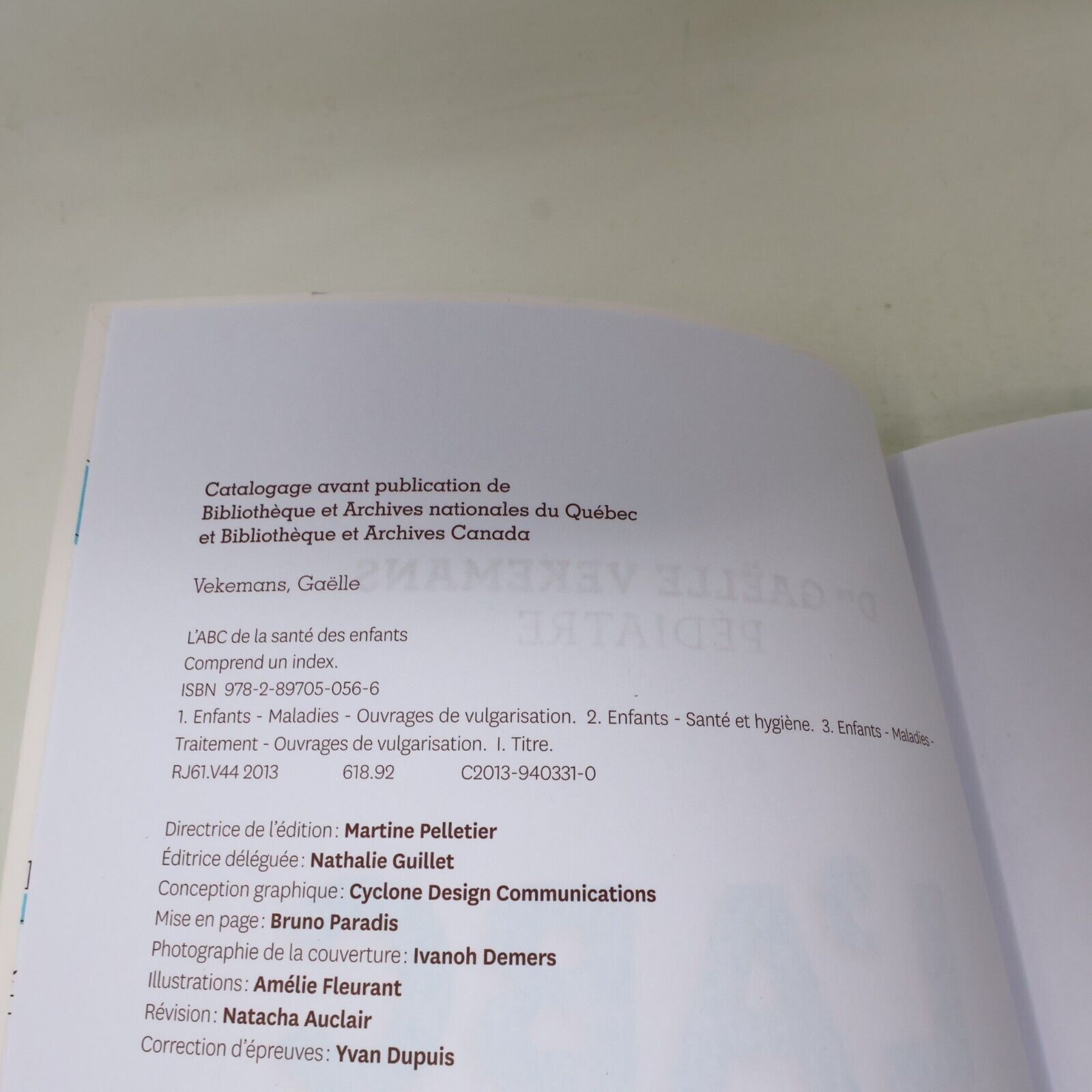 2013 L'Abc de la Santé des Enfants de Gaëlle Vekemans La Presse Français Livre
