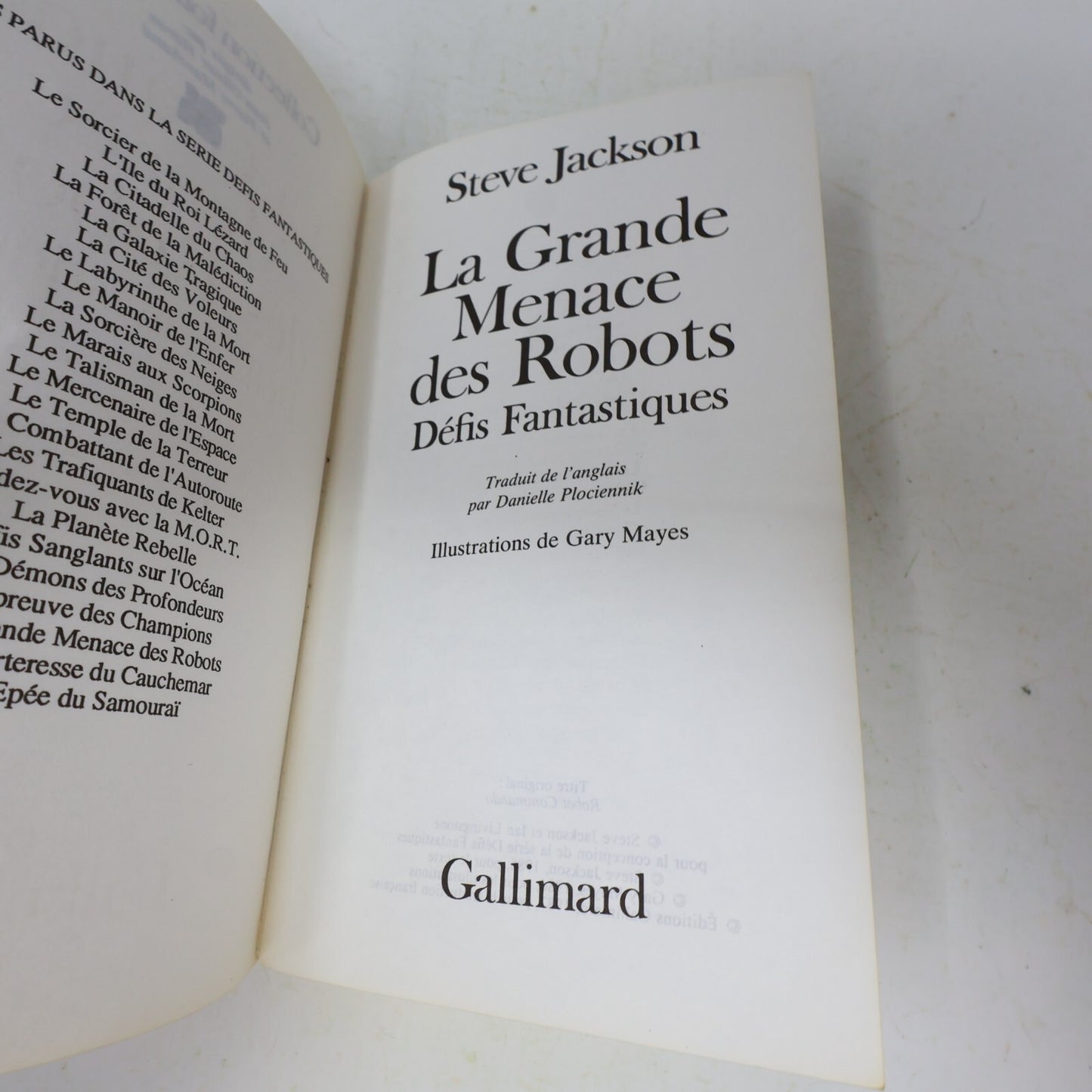 1987 La Grande Menace des Robots Steve Jackson LDVELH Défis Fantastiques PB 80s