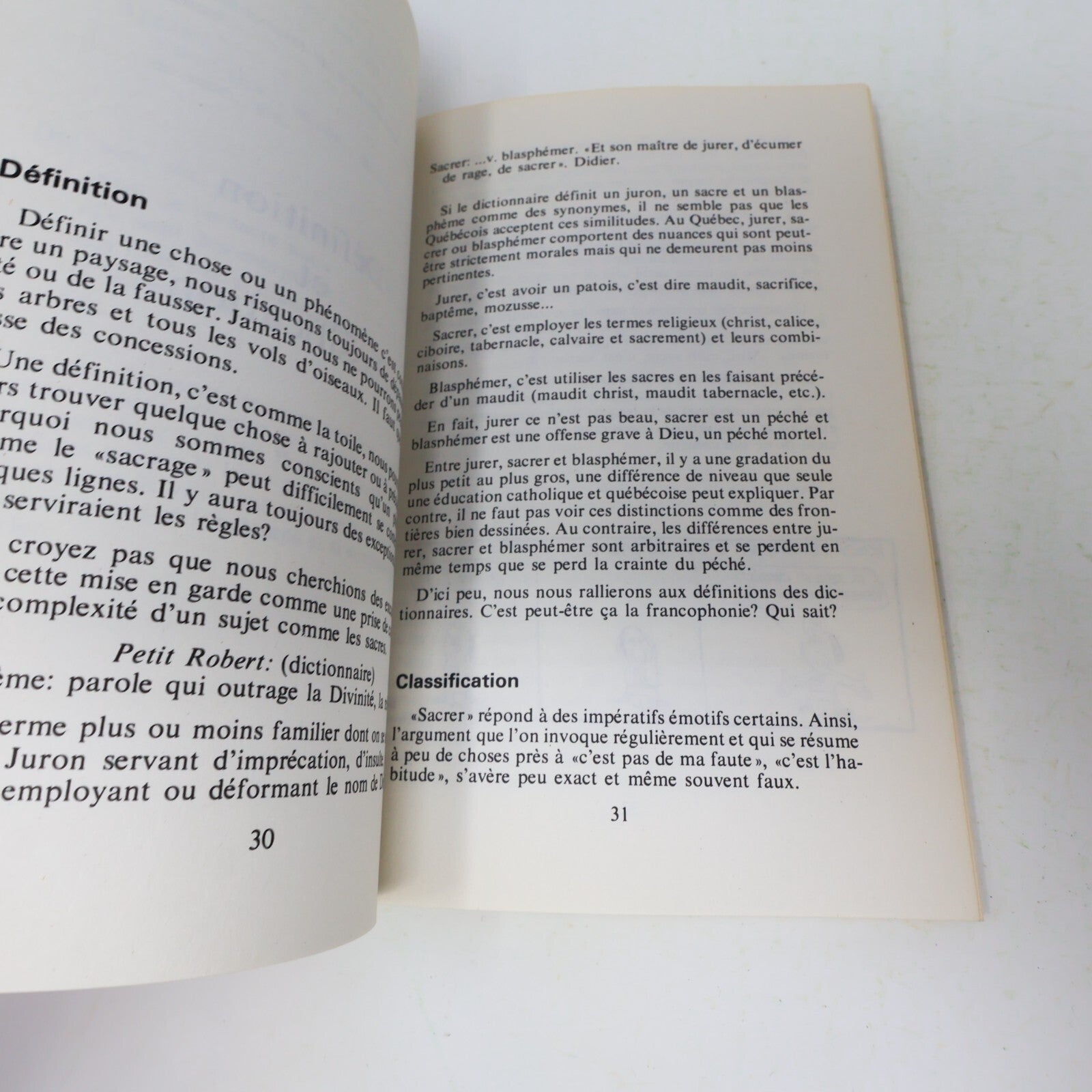 1974 Le Livre des Sacres et Blasphèmes Québécois Gilles Charest L'Aurore Société