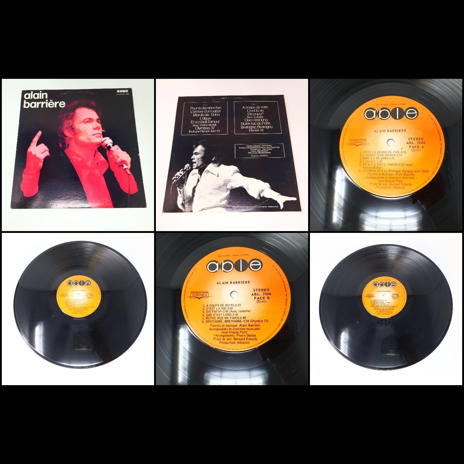 Alain Barriere Lot 10 Disques LP Record Sérénade et Tragédie/Amoco/Seduction