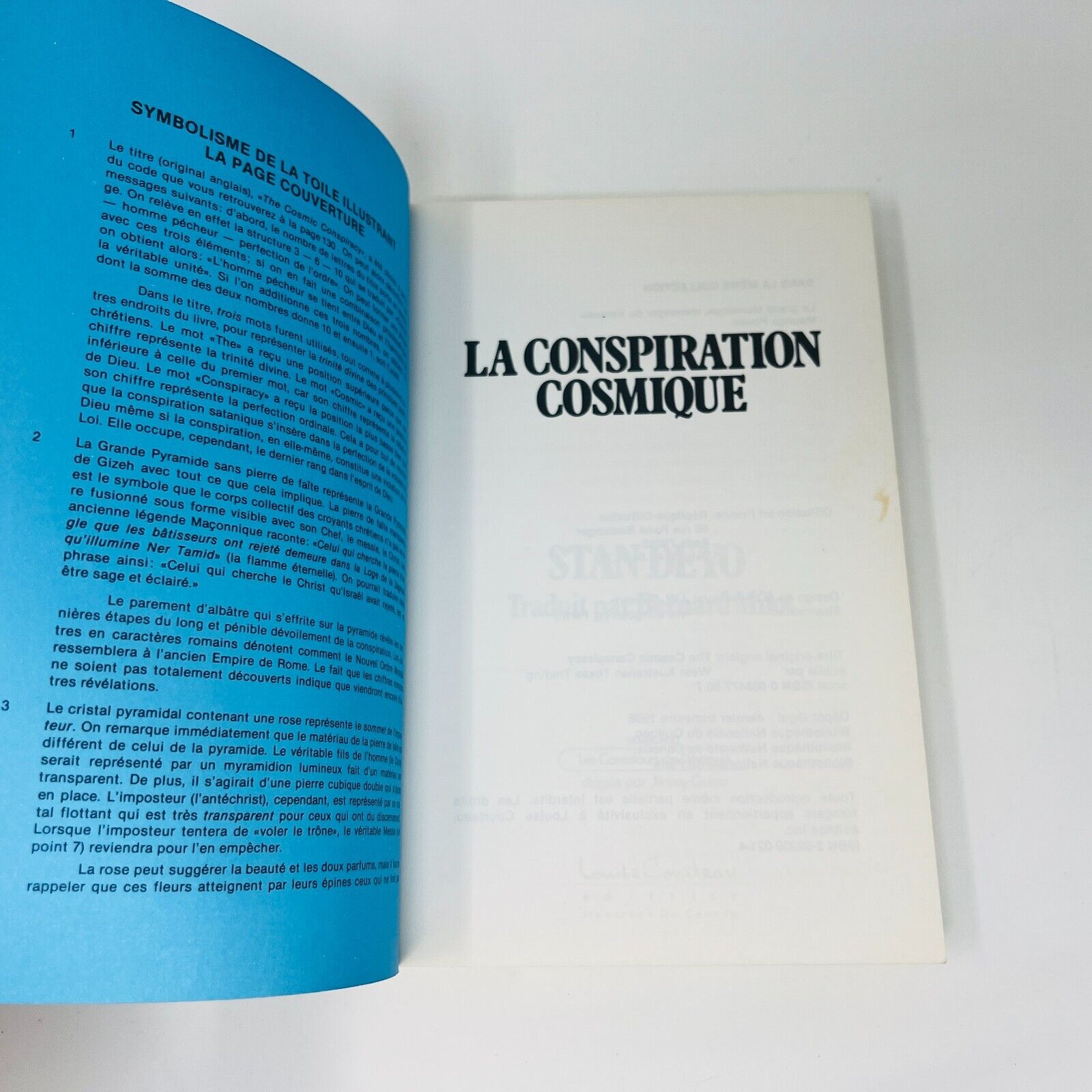 1986 La Conspiration Cosmique de Stan Deyo Livre Français Paranormal Ovnis Vtg