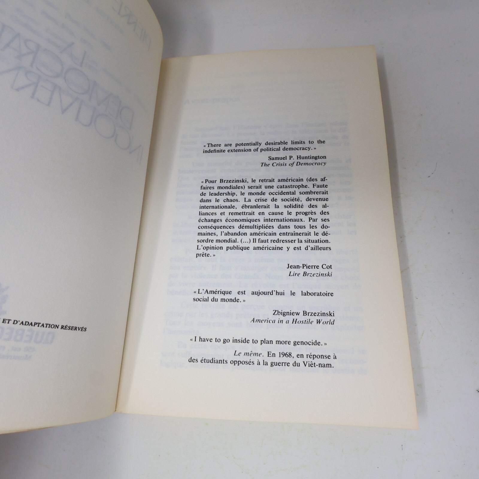 1979 La Démocratie Ingouvernable Signé Pierre Vallières Québec Amérique Société