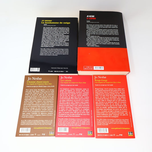 Jo Nesbø Lot 5 Livres Léopard/Rouge-Gorge/Cafards/Bonhomme de Neige Français PB